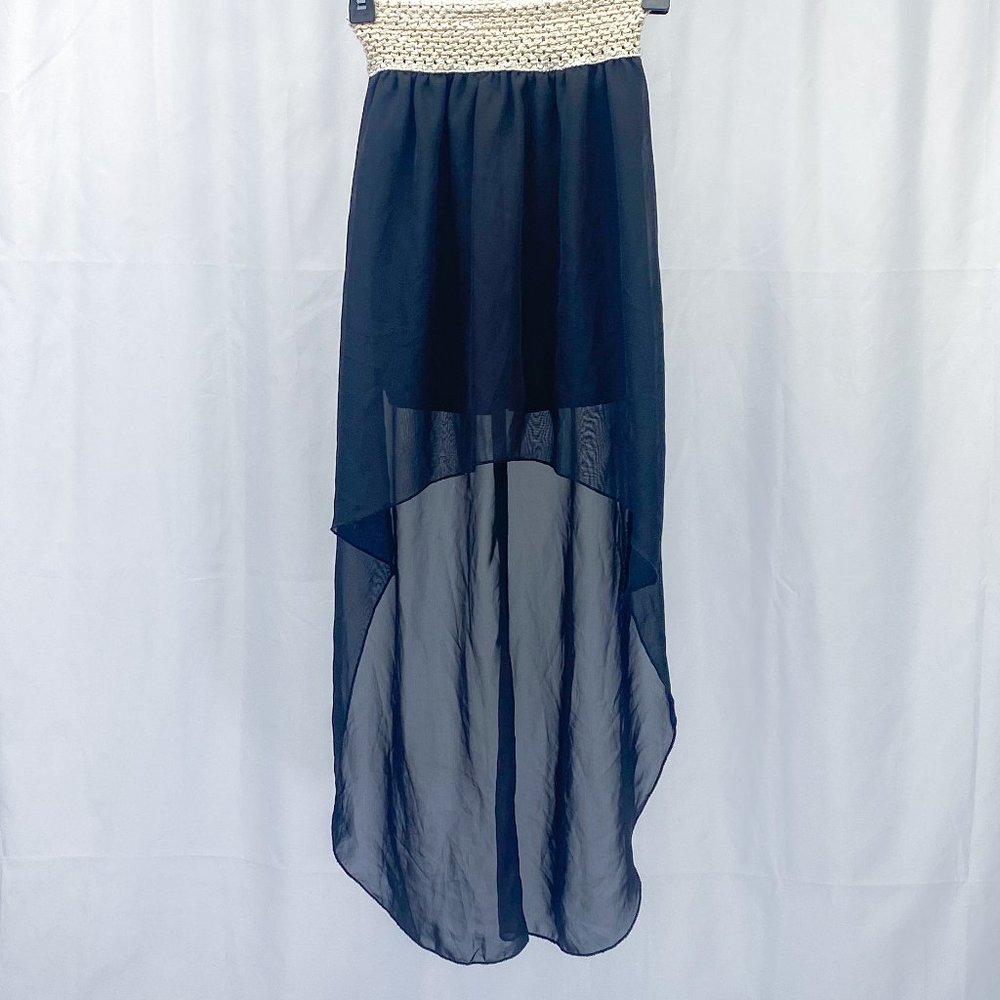 Bella D. Boho Tiered Sheer Skirt Black High Low Style Beach Vacation Wear